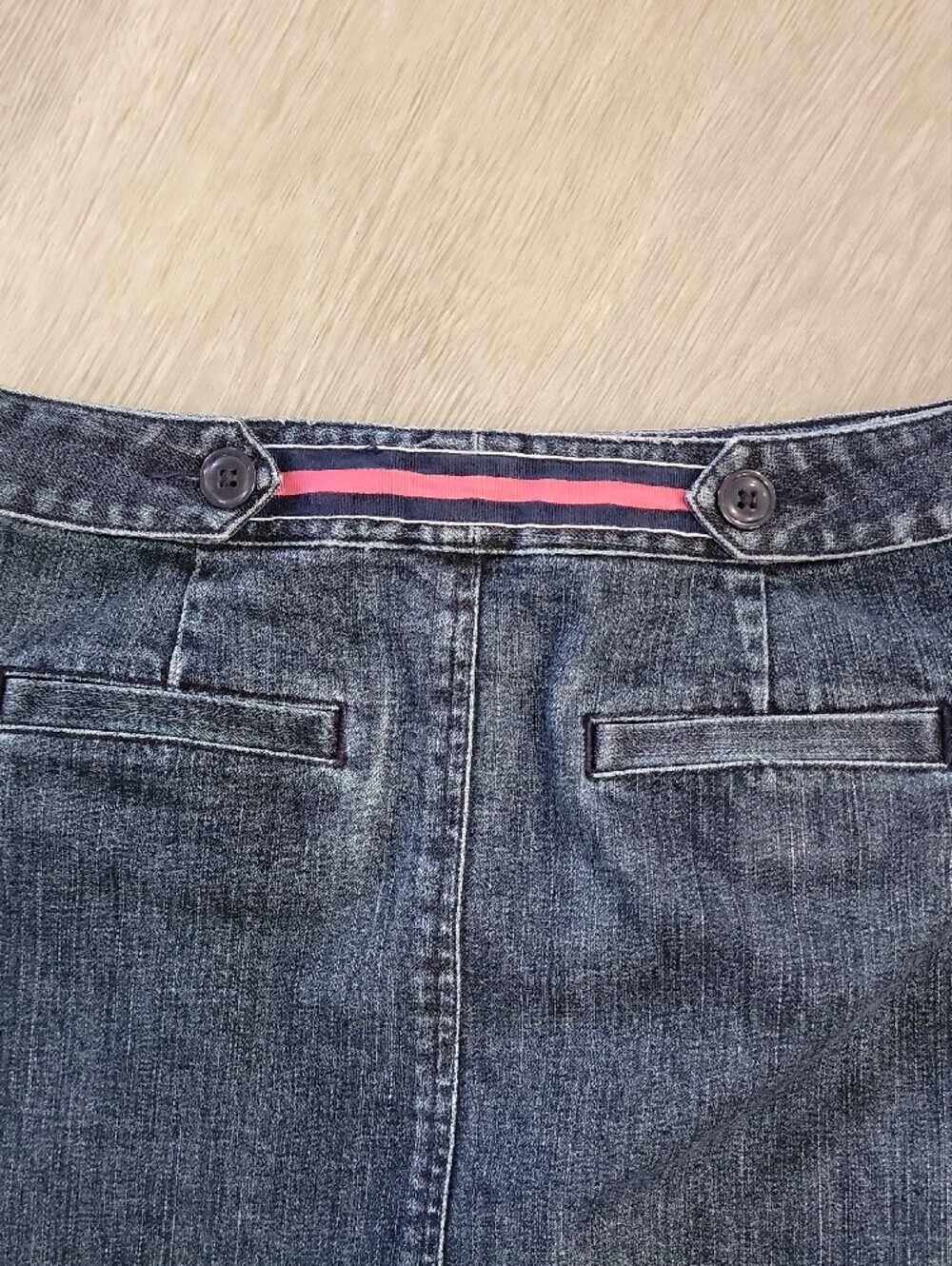 Talbots Blue Denim Mini Skirt with Stripe Waist Detail - Picture 8 of 10